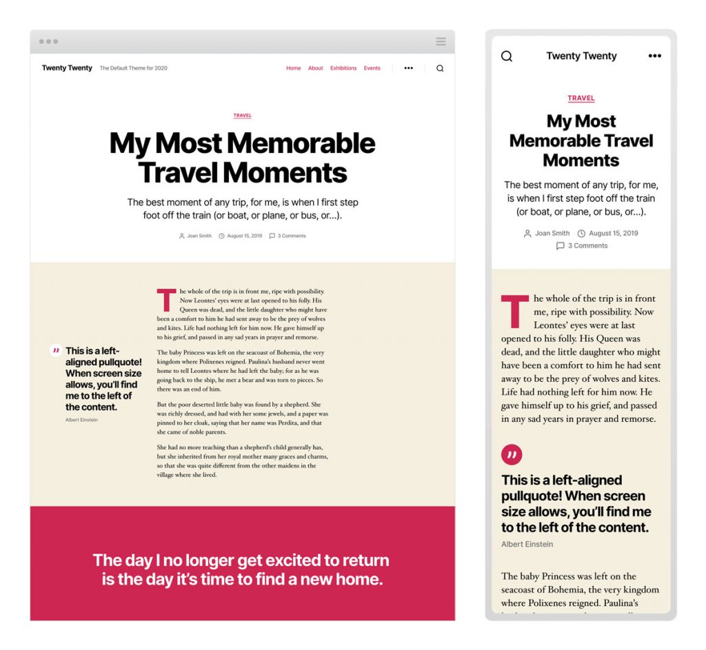 Wordpress - Twenty Twenty - Template article